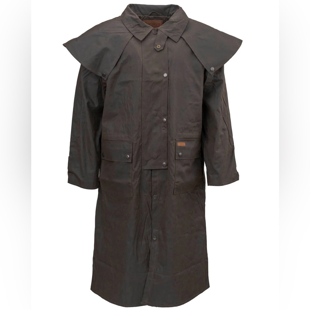 Outback Vintage Low Rider Western Duster Waxed Oilskin Dark Brown XL